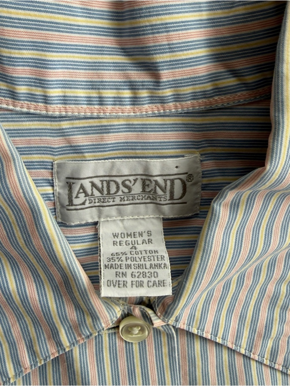 Vintage Lands’ End Pastel Stripe Short Sleeve Button Down 4